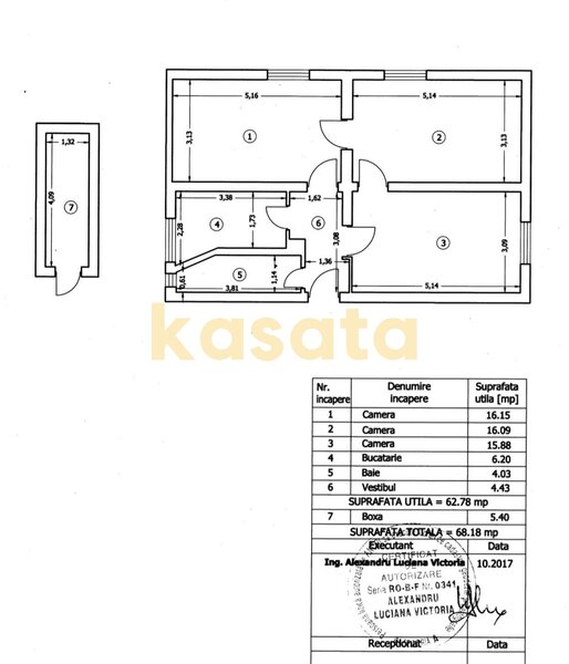 Ceaikovski, 3 camere, parter, 64 utili, boxa.